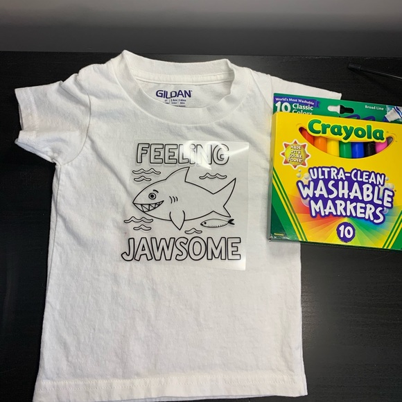 Kid’s Coloring Shirt with Markers - Multiple Designs Available! - Picture 2 of 16
